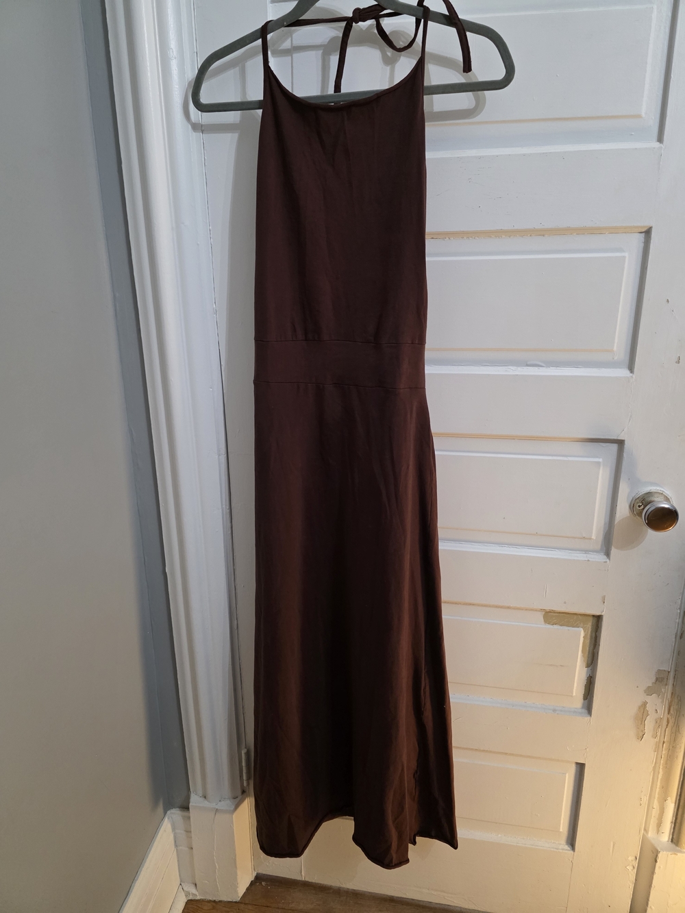 Simple Sleeveless Maxi Dress - Brown